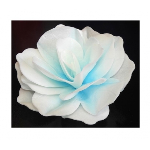Kwiat waflowy dekoracja tort róża duża niebieski